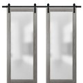 Sartodoors Sliding Double 48x84 Planum 2102 Ginger Ash 13' Rails Hangers Stops Hardware Set Modern Core Wood PLANUM2102DB-GA-4884